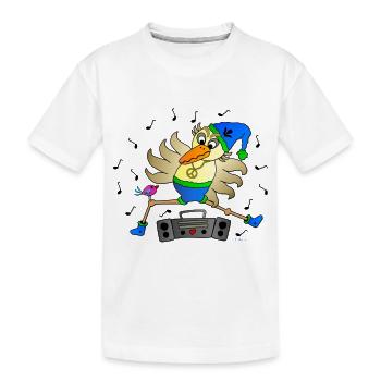 Weird Bird Dancer with Ghetto Blaster Fun Comic - Kids' Premium Organic T-Shirt - white - Front