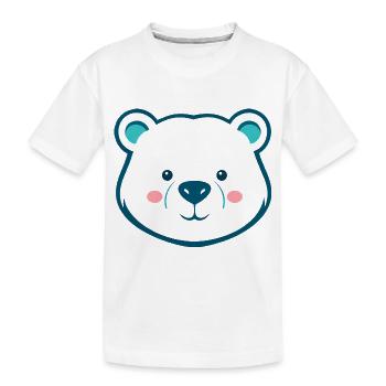 Cute Cartoon Teddy Bear - Blue & White Design - Kids' Premium Organic T-Shirt - white - Front