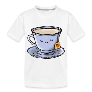 Tee Tasse Süß Kawaii - Kinder Premium Bio T-Shirt - Weiß - Vorne