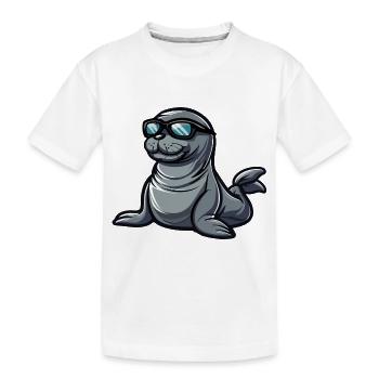 Seal Animal Comic Cool - Kids' Premium Organic T-Shirt - white - Front