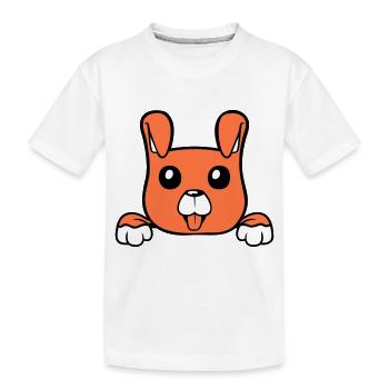 chien derrière le mur clôture signe regarder heureux mignon - T-shirt bio Premium Enfant - blanc - Devant