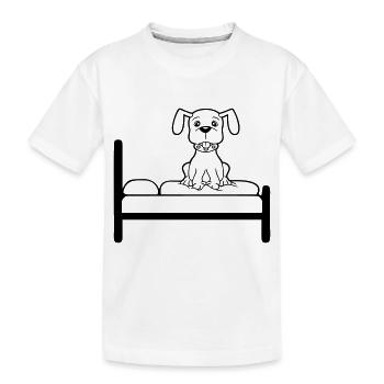 Hund Auf Bett Entspannt Schlafen Schlafzimmer Süß - Kinder Premium Bio T-Shirt - Weiß - Vorne