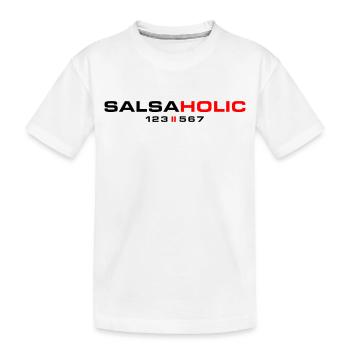 SALSAHOLIC 123-567 – Chemise de danse pour les fans de salsa - T-shirt bio Premium Enfant - blanc - Devant