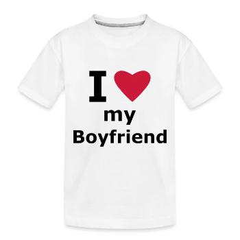 I love my boyfriend - Kids' Premium Organic T-Shirt - white - Front
