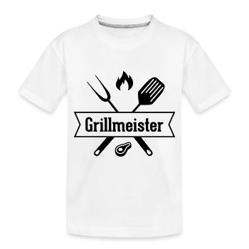 Grillmeister Emblem (BBQ, Grill, grillen) - Kinder Premium Bio T-Shirt - Weiß - Vorne