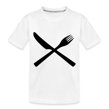Koch - Besteck - Messer - Gabel - Kinder Premium Bio T-Shirt - Weiß - Vorne