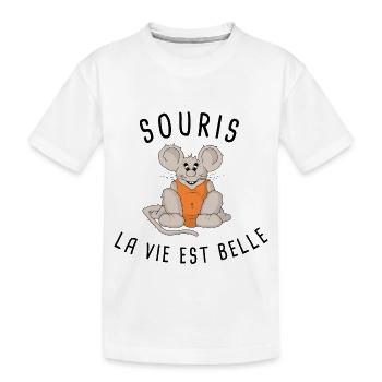 sourie la vie est belle - T-shirt bio Premium Enfant - blanc - Devant