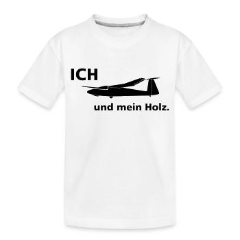 Holz Pirat Segelflugzeug - Kinder Premium Bio T-Shirt - Weiß - Vorne