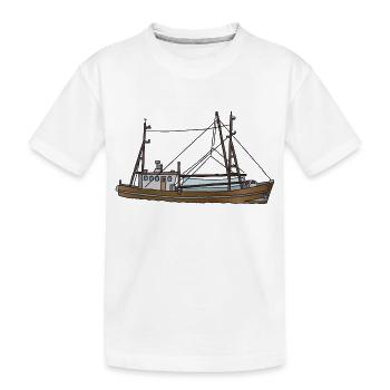 Fishing boat c - Kids' Premium Organic T-Shirt - white - Front