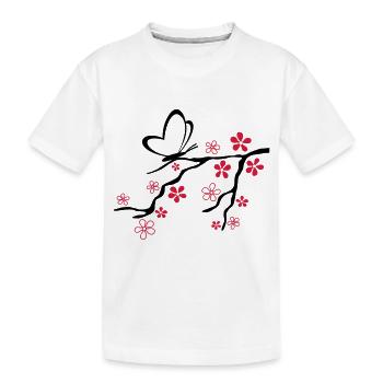 Liebe - Schmetterling Herz Zweig - Kinder Premium Bio T-Shirt - Weiß - Vorne