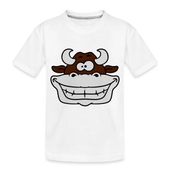 Crazy grinning cow - Kids' Premium Organic T-Shirt - white - Front