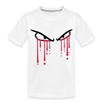 blood drops 2 eyes graffiti cry howling tears - Kids' Premium Organic T-Shirt - white - Front