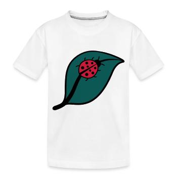 Petite coccinelle sur un dessin de la feuille - T-shirt bio Premium Enfant - blanc - Devant