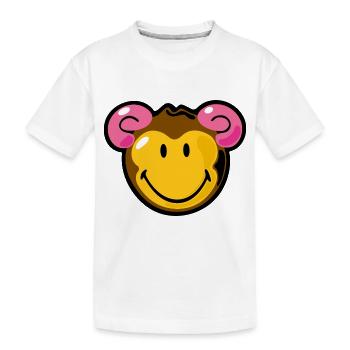 Smiley Monkey - Kinder Premium Bio T-Shirt - Weiß - Vorne
