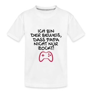 Ich bin der Beweis dass Papa nicht nur zockt - Kinder Premium Bio T-Shirt - Weiß - Vorne
