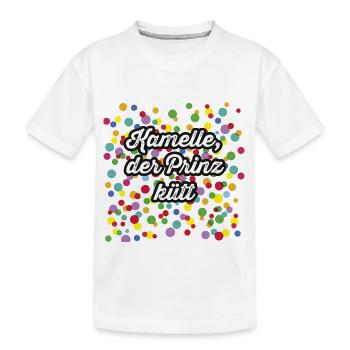 Karneval, Kamelle der Prinz kütt - Kinder Premium Bio T-Shirt - Weiß - Vorne