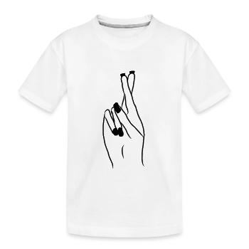 Paar Liebe Hand Finger Zusammen Geschenk - Kids' Premium Organic T-Shirt - white - Front