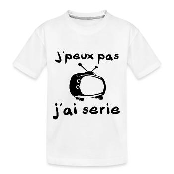 J'peux pas j'ai série excuse pour regarder la télé - T-shirt bio Premium Enfant - blanc - Devant