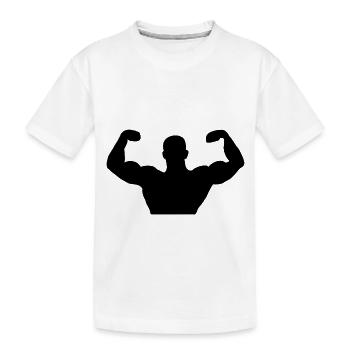 Biceps muscle fit bodybuilder weight training fitness - Kids' Premium Organic T-Shirt - white - Front