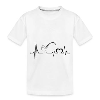 Anglerin Herzschlag Angeln Geschenk Fischen Angler - Kinder Premium Bio T-Shirt - Weiß - Vorne