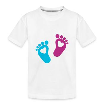 Bébé Pieds Parents Bébé Coeur Enfant Enfant Enceinte - T-shirt bio Premium Enfant - blanc - Devant