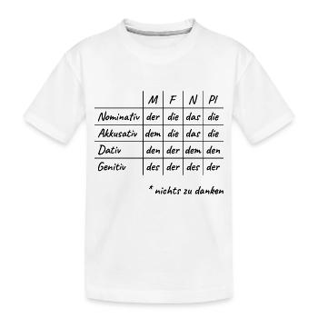 Lustiges Deutsche Grammatik Hilfe Deutsch Lehrer - Kinder Premium Bio T-Shirt - Weiß - Vorne