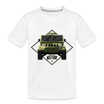 ENCIENNE MILITARY CAR - MILITARY CAMOUFLAGE - Kids' Premium Organic T-Shirt - white - Front