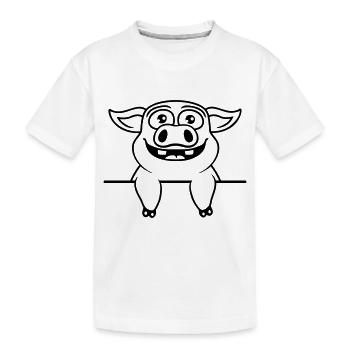 Drôle de bande dessinée de cochon d’écurie - T-shirt bio Premium Enfant - blanc - Devant