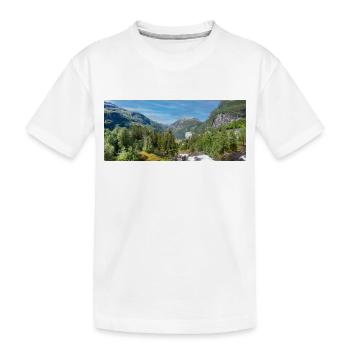 Geiranger panorama Storseterfossen Norwegen - Kinder Premium Bio T-Shirt - Weiß - Vorne