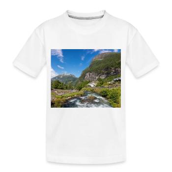 Geiranger panorama Storseterfossen Norwegen - Kinder Premium Bio T-Shirt - Weiß - Vorne