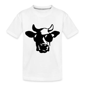 Vache avec lunettes de soleil Farm Farmer Vache fraîche - T-shirt bio Premium Enfant - blanc - Devant