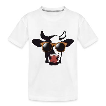 Vache avec lunettes de soleil Farm Farmer Vache fraîche - T-shirt bio Premium Enfant - blanc - Devant