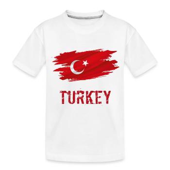 Flagge Patriot Geschenk Heimat Land Fahne Türkei - Kinder Premium Bio T-Shirt - Weiß - Vorne