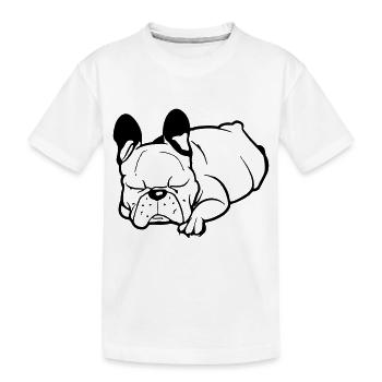 Schlafende Französische Bulldogge Faulenzer - Kinder Premium Bio T-Shirt - Weiß - Vorne