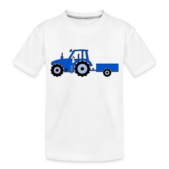 Tracteur avec remorque bleue - T-shirt bio Premium Enfant - blanc - Devant