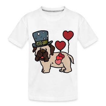 Birthday Greetings Pug Hearts Congratulations Dogs - Kids' Premium Organic T-Shirt - white - Front