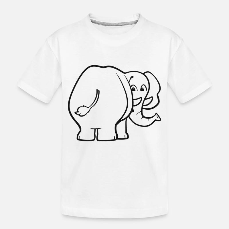 Éléphant de derrière - surpris, effrayé, oups - T-shirt bio Premium Enfant - blanc