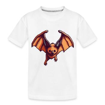 8 Bit Flughund in retro und vintage Pixelart - Kinder Premium Bio T-Shirt - Weiß - Vorne