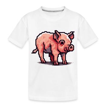 Minimalist beautiful little pig - Kids' Premium Organic T-Shirt - white - Front