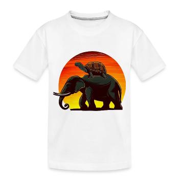 Elephant Turtle Sunset Design - Kids' Premium Organic T-Shirt - white - Front