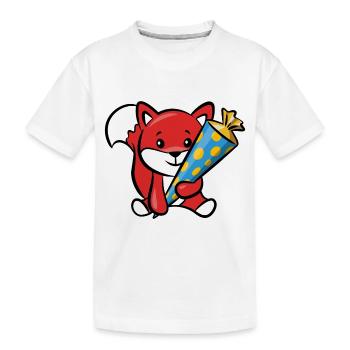Schlauer Fuchs mit Zuckertüte - Kinder Premium Bio T-Shirt - Weiß - Vorne