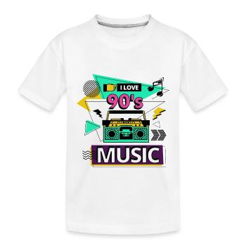 I Love 90s 90s Music Ghetto Blaster Party - Kids' Premium Organic T-Shirt - white - Front