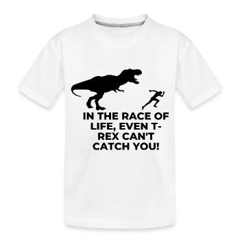 escapes the T-rex - Kids' Premium Organic T-Shirt - white - Front