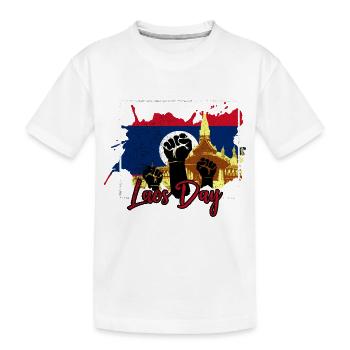 Laos Lao Laotian Flag Elephant Lao I Gift - Kids' Premium Organic T-Shirt - white - Front
