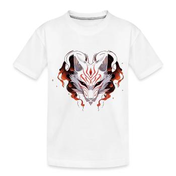 Kitsune-Maske - Kinder Premium Bio T-Shirt - Weiß - Vorne