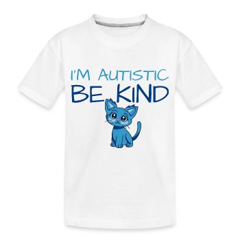 Autism Autistic Child Boy Girl Gift Blue Cat Shirt - Kids' Premium Organic T-Shirt - white - Front