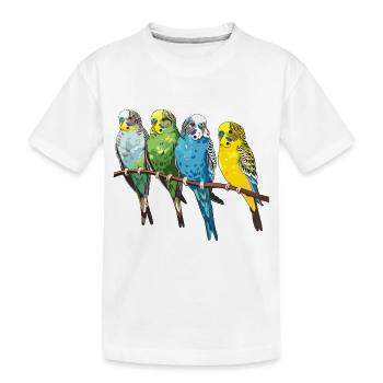 Budgies - Kids' Premium Organic T-Shirt - white - Front
