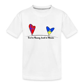 Feet in Norway, heart in Ukraine - Kids' Premium Organic T-Shirt - white - Front