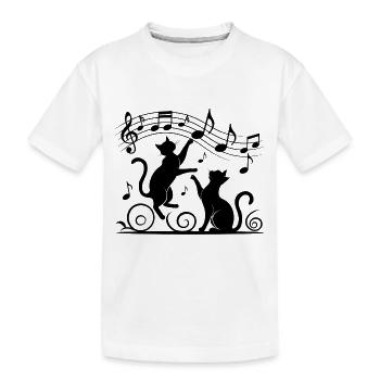 Motif chats noirs jouant avec note de musique - T-shirt bio Premium Enfant - blanc - Devant