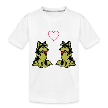Dog Comic Dog Love - Kids' Premium Organic T-Shirt - white - Front